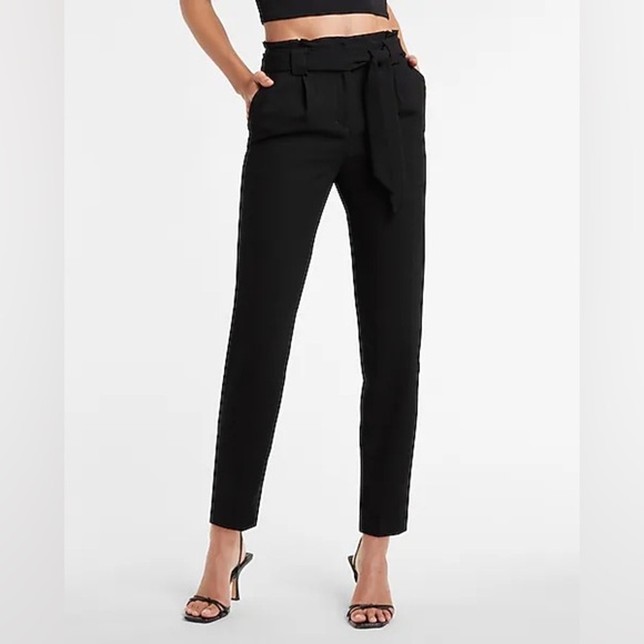 Express Paper Bag Waist Belted Pants - Picture 1 of 8